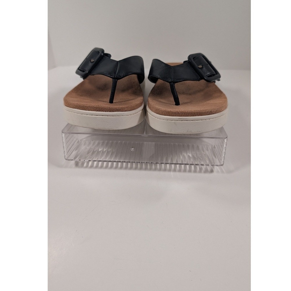 Vionic Uptown Marin Black Leather Platform Thong Sandals Buckle Women 8.5 - Picture 3 of 9
